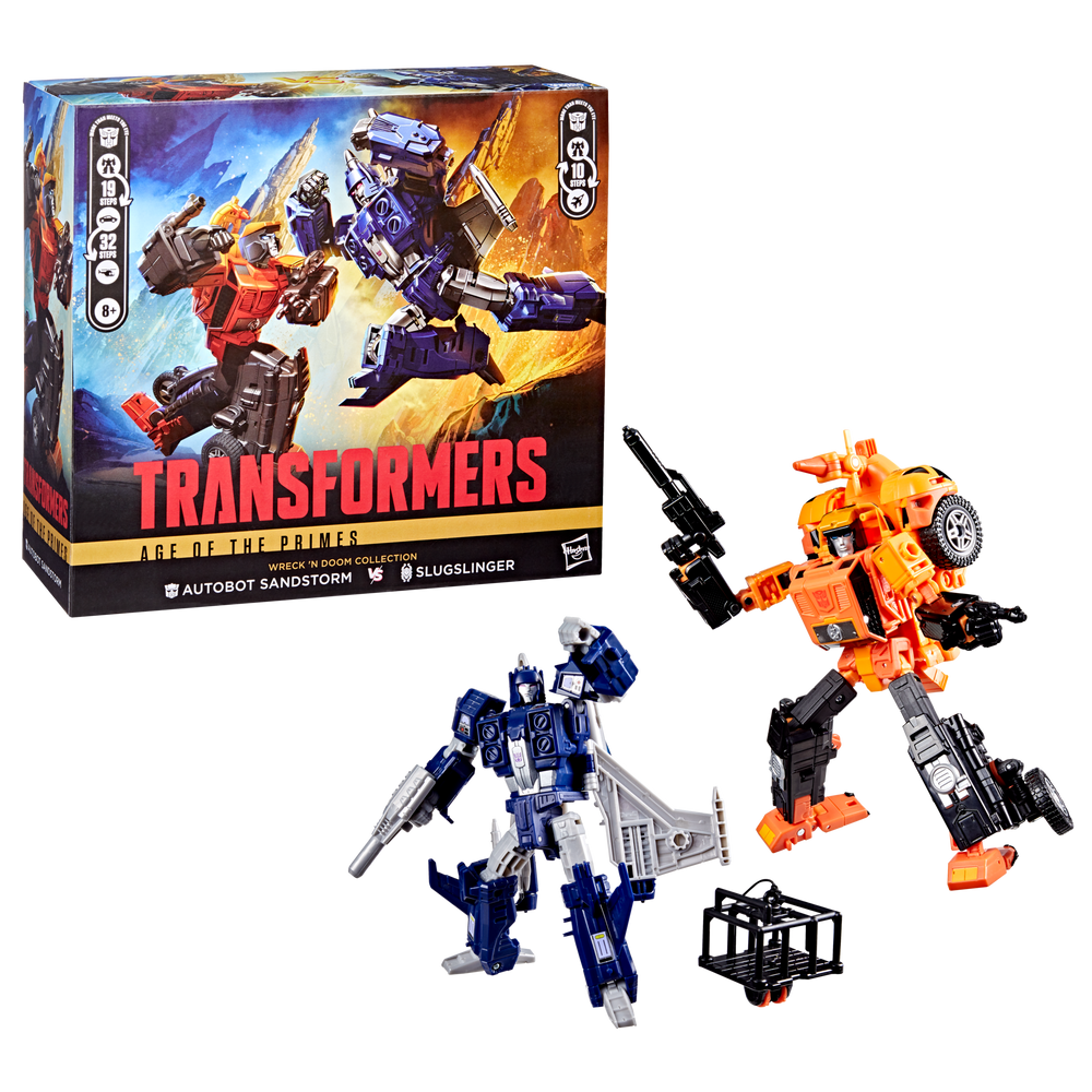 Transformers Age of the Primes Wreck 'n Doom Collection Autobot Sandstorm vs Slugslinger